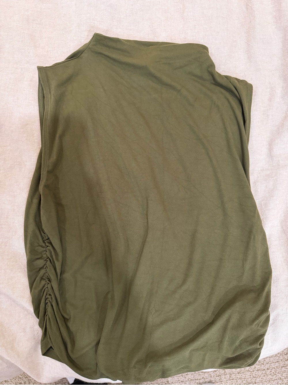 Old Navy Olive Green Sleeveless Side-Ruched Tank Top